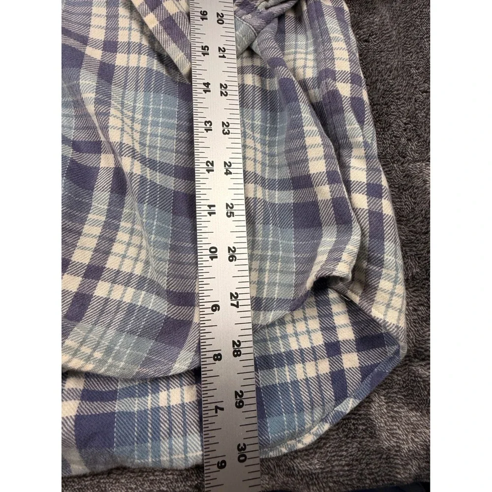 Polo Ralph Lauren Mens Classic Fit Blue White Plaid Cotton Button Down Flannel M